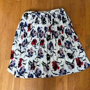 Floral Print Pleated Midi Skirt